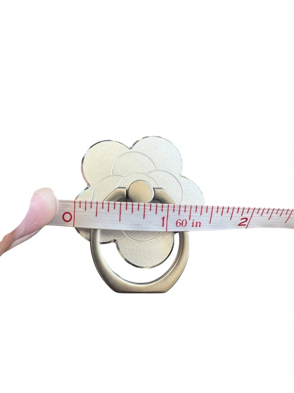 Silver Flower Design Phone Finger Holder